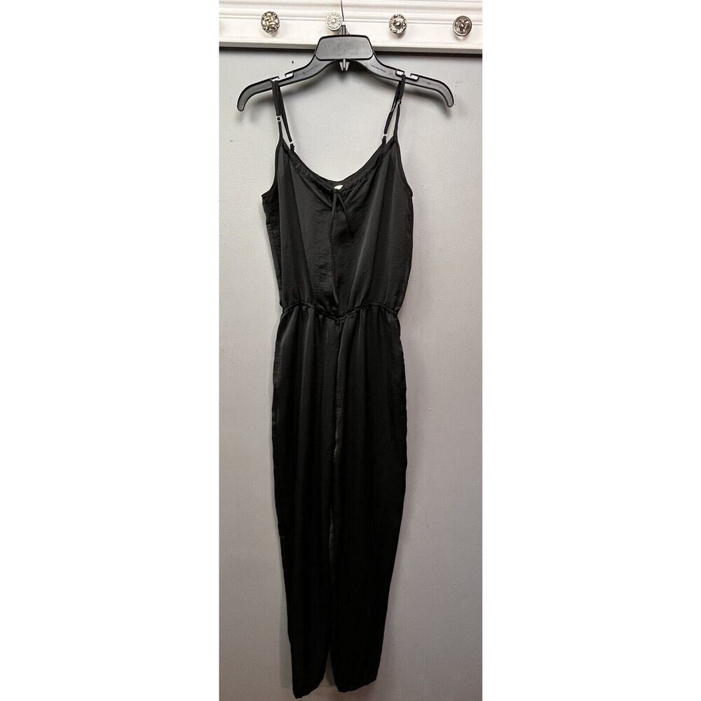 Ali & Kris Jumpsuit Womens Small Black Solid Polyester Sleeveless Jogger Pockets